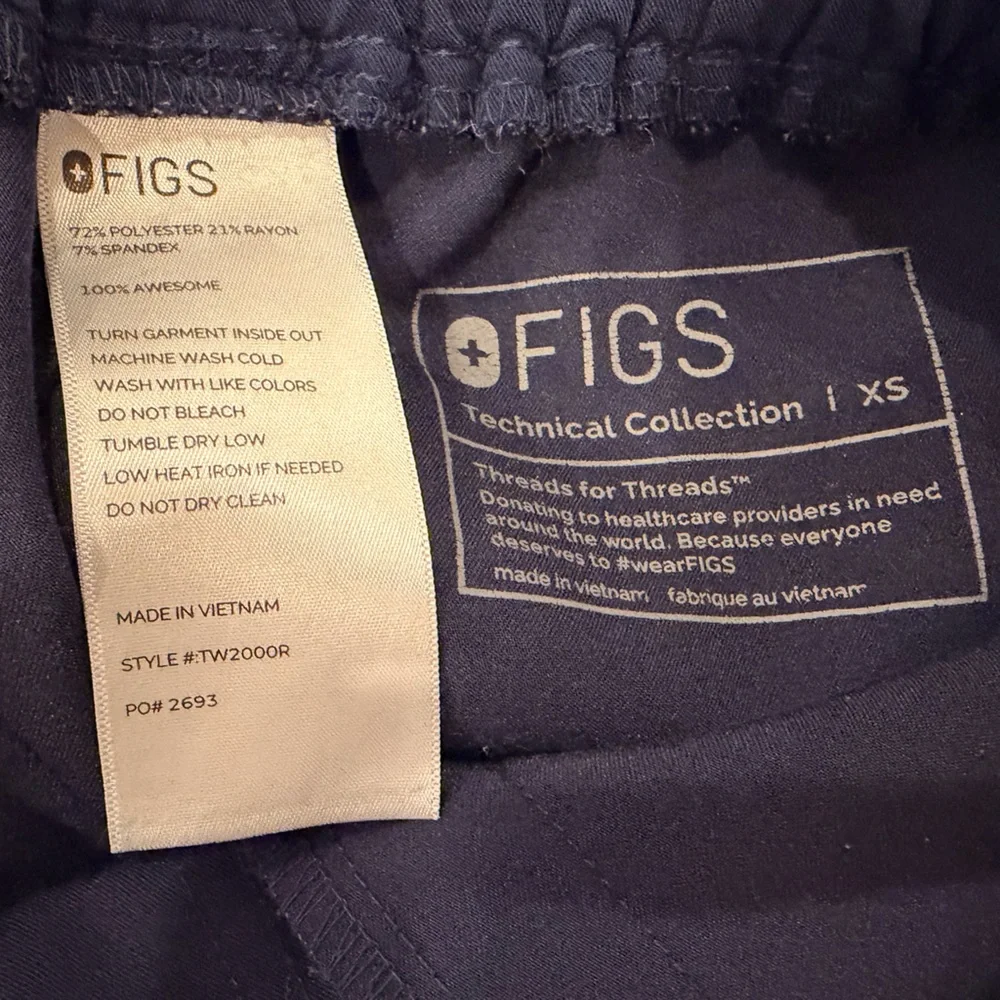 FIGS Yola Scrub Pants XS Navy Straight Leg Cargo Medical‎ EUC